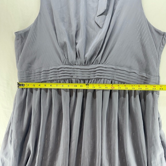 Modcloth Gray Silver Metallic Stripe Dress High Neck Keyhole Pocket Plus Size 4X - Picture 5 of 12